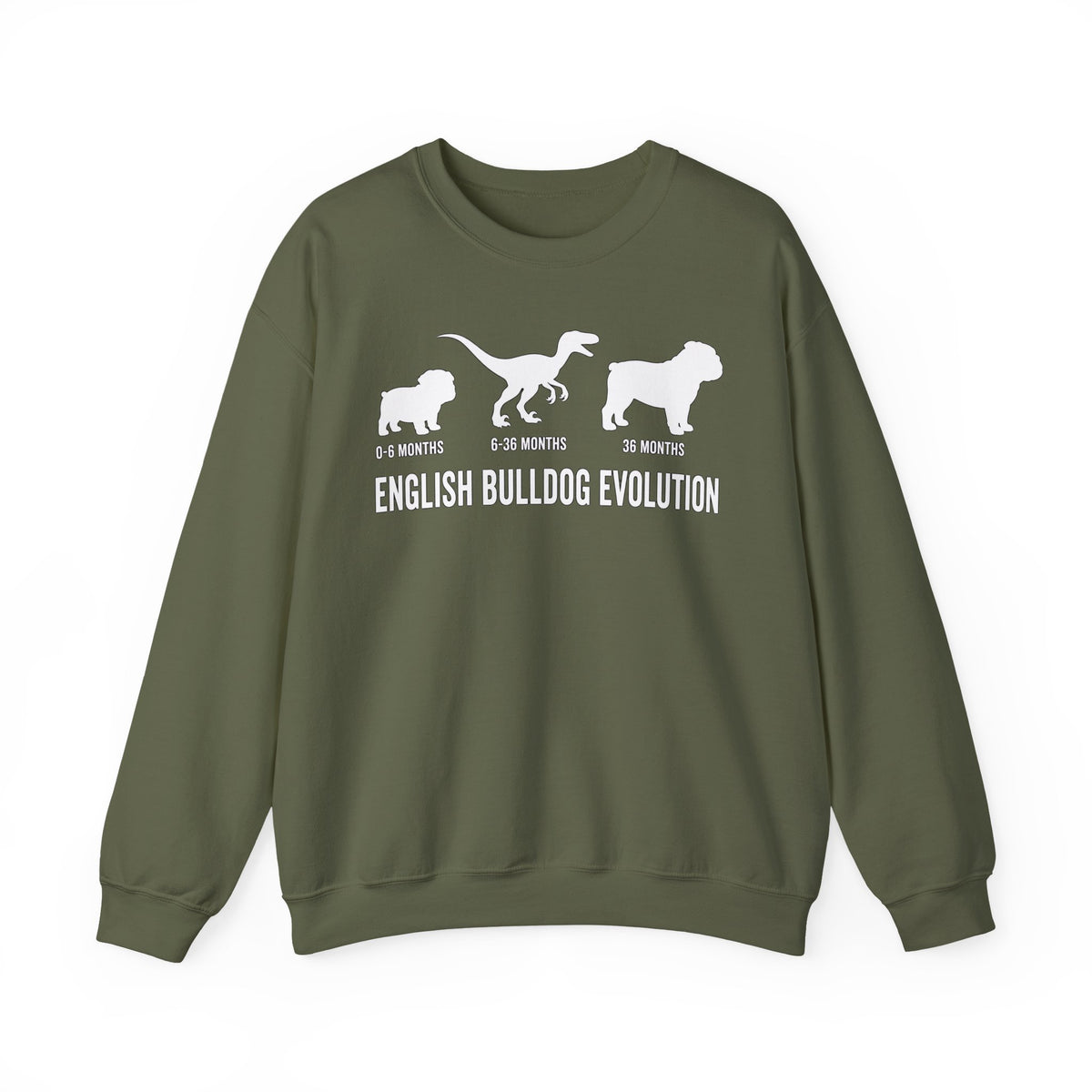English Bulldog Evolution Crewneck Sweatshirt Military Green