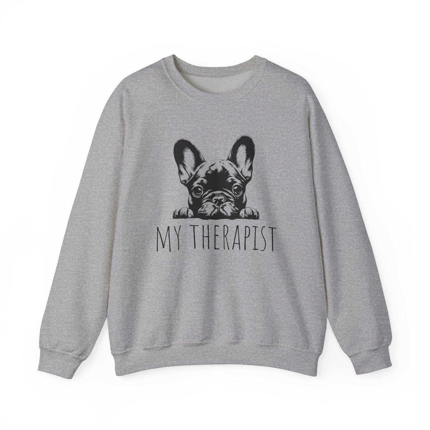 French Bulldog My Therapist Crewneck Sweatshirt Sport Grey