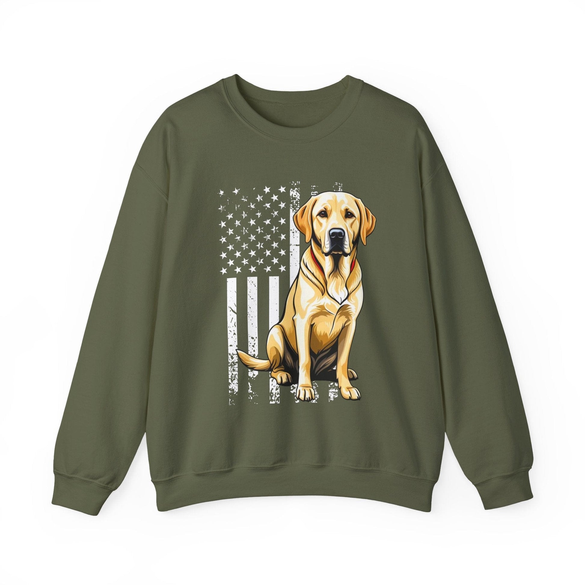 Yellow Lab USA Crewneck Sweatshirt Military Green