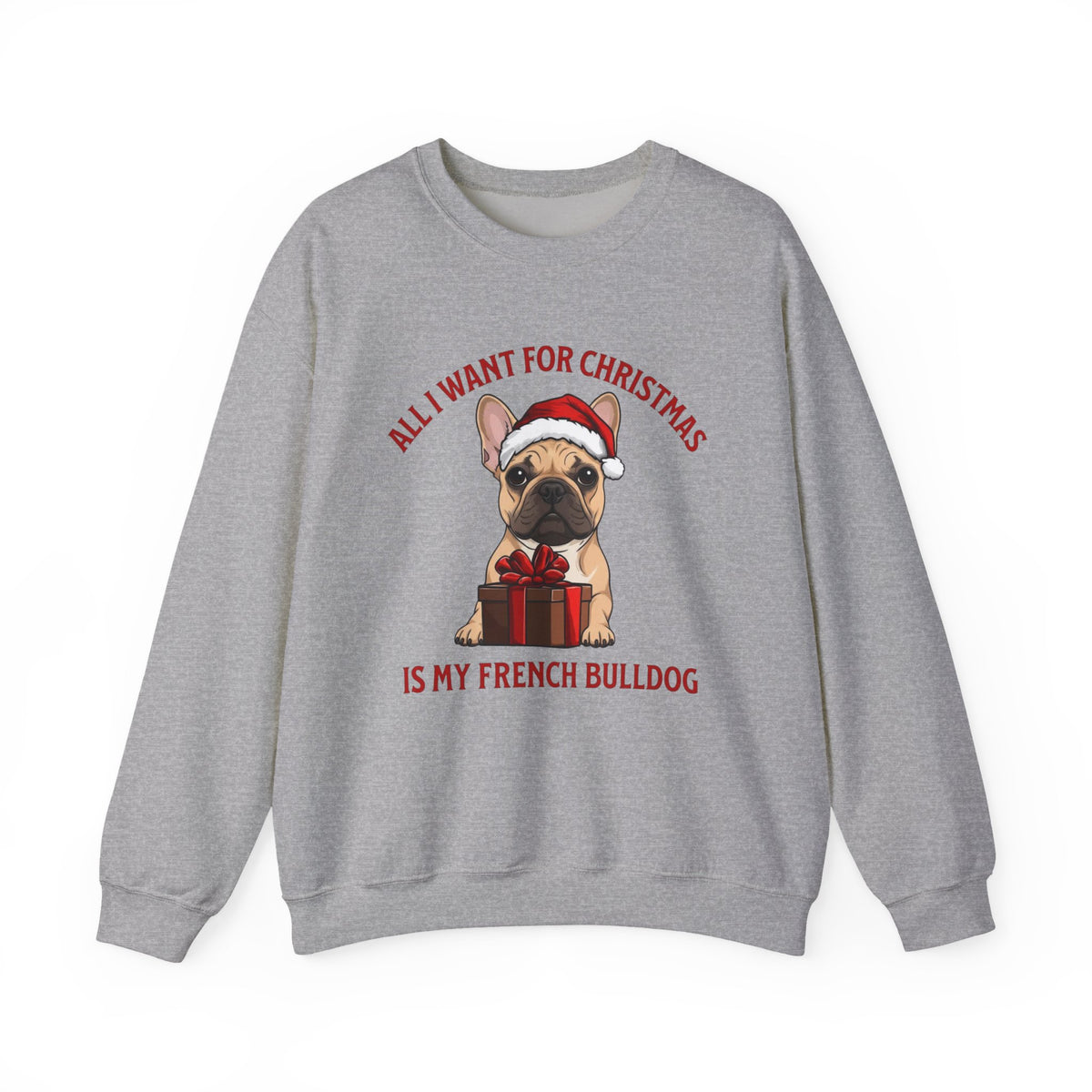 French Bulldog Christmas Crewneck Sweatshirt Sport Grey