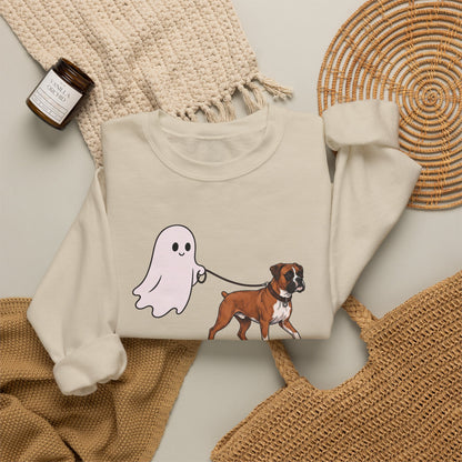 Halloween Ghost Boxer Crewneck Sweatshirt