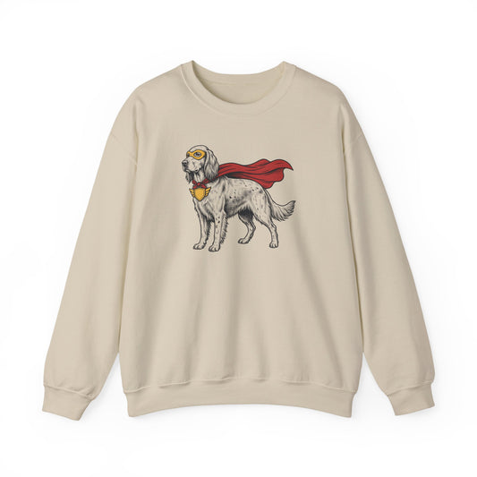 English Setter Superhero Crewneck Sweatshirt Sand