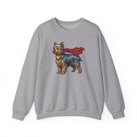 Yorkshire Terrier Superhero Crewneck Sweatshirt Sport Grey