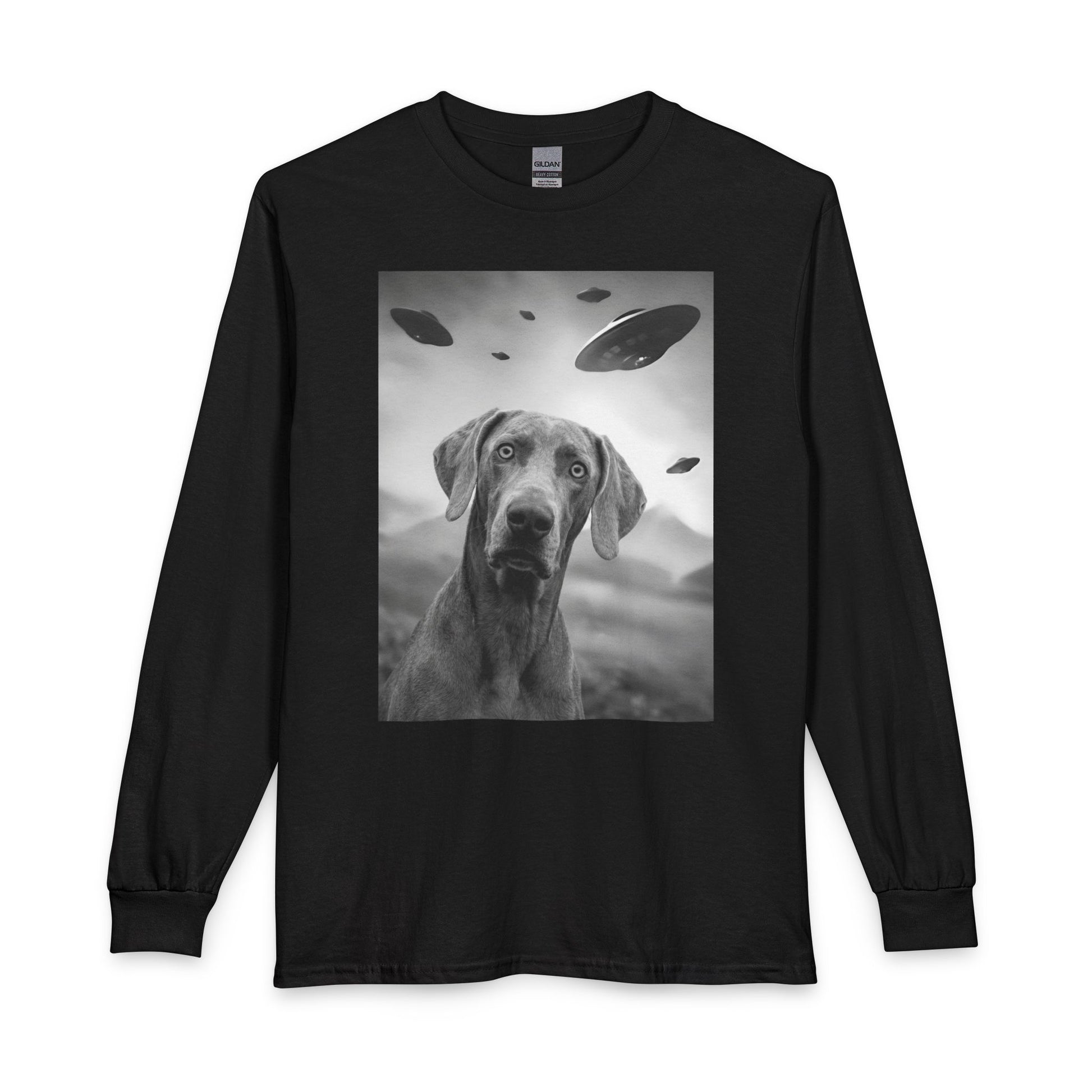 Weimaraner UFO Long Sleeve Black