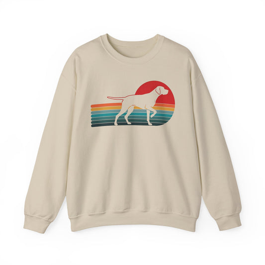 English Pointer Retro Sunset Crewneck Sweatshirt Sand