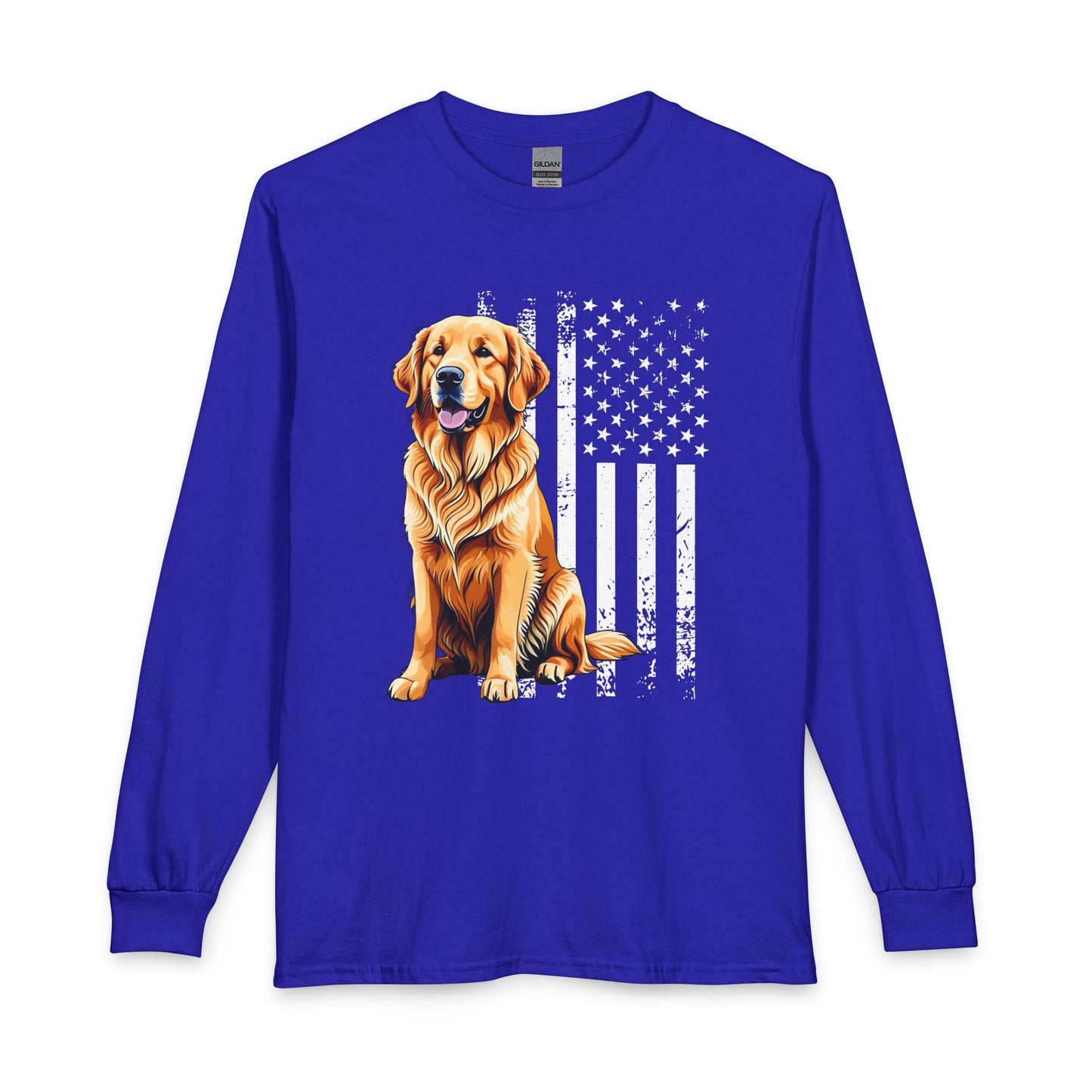 Golden Retriever USA Flag Long Sleeve