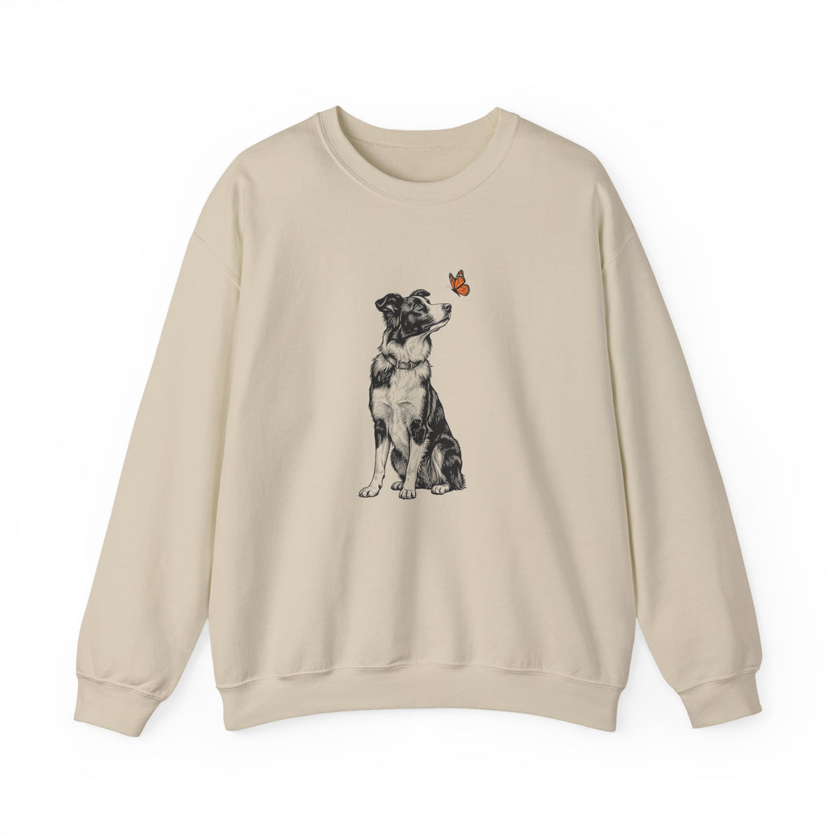 Border Collie Butterfly Crewneck Sweatshirt Sand