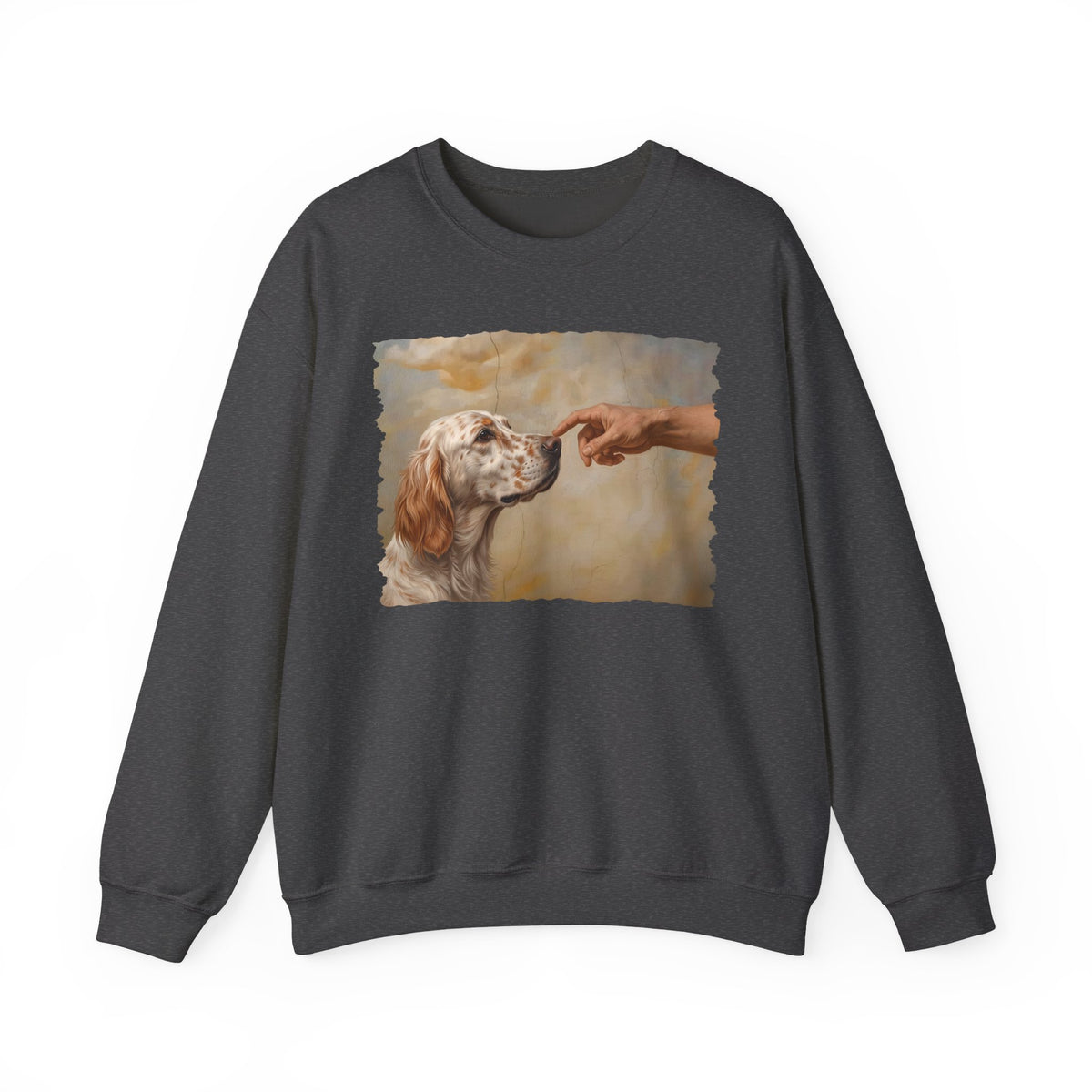 English Setter Creation Crewneck Sweatshirt Dark Heather