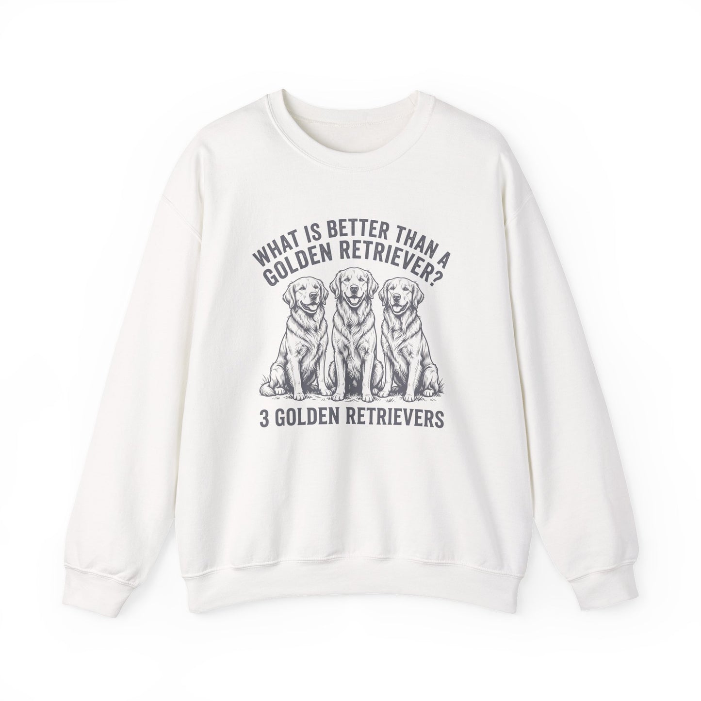 Three Golden Retrievers Crewneck Sweatshirt White