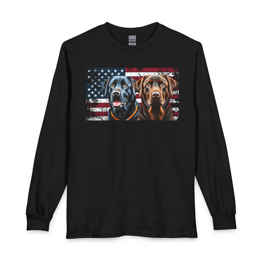 Chocolate & Black Labrador Long Sleeve Black