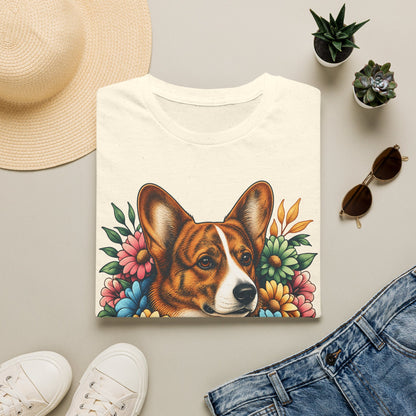 Cardigan Welsh Corgi Red Brindle Flowers