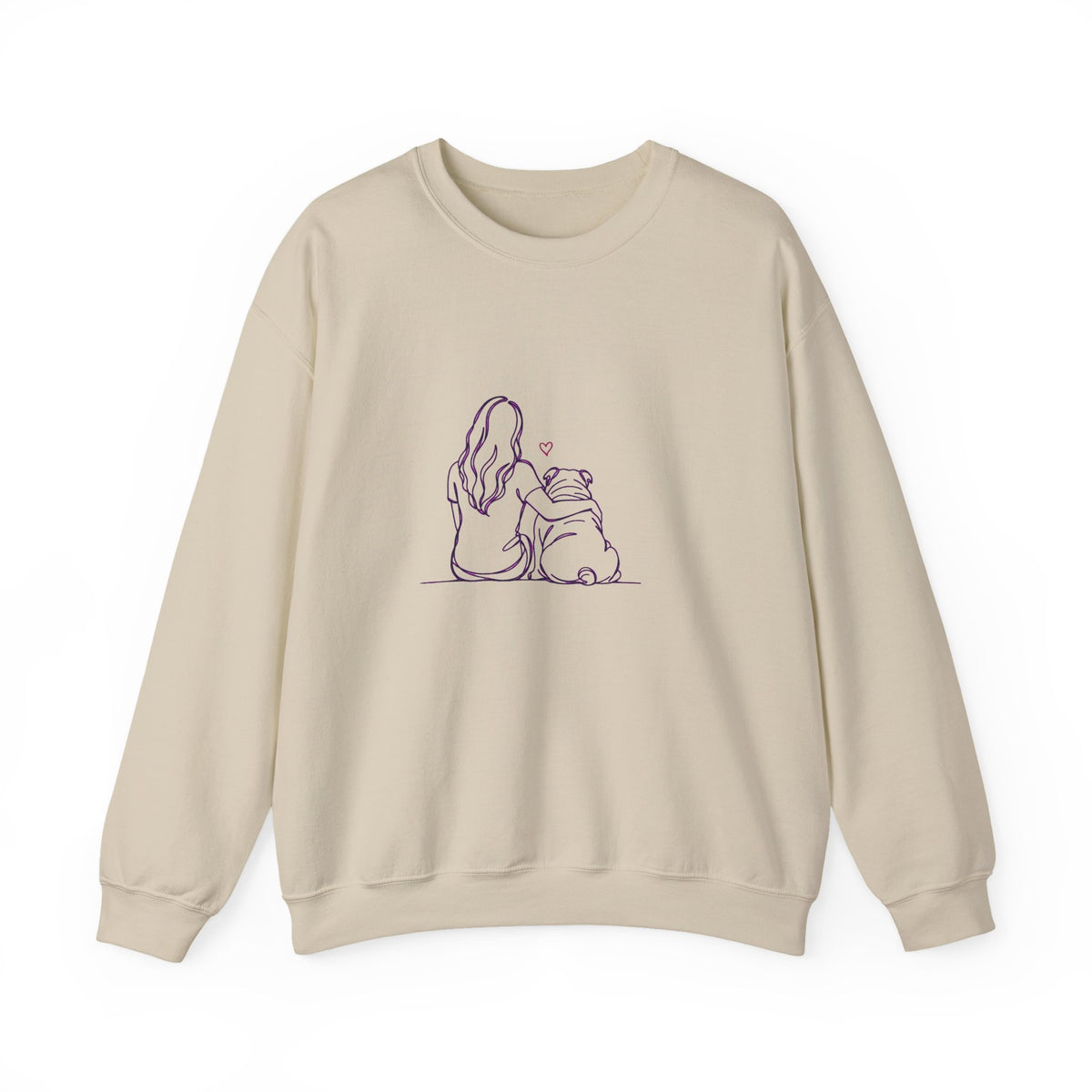 English Bulldog Hug Crewneck Sweatshirt Sand
