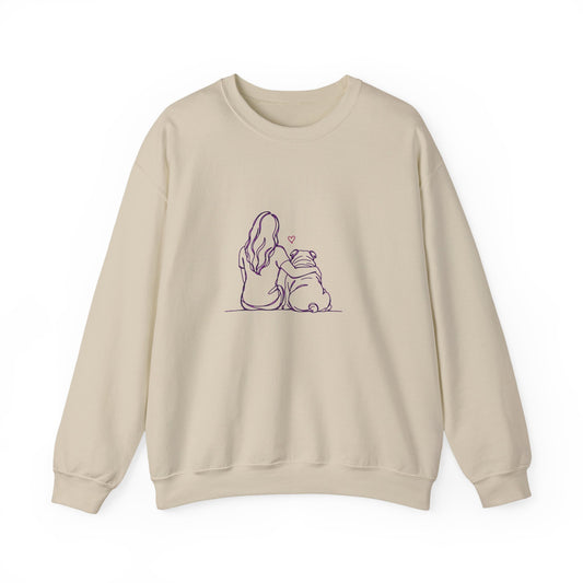 English Bulldog Hug Crewneck Sweatshirt Sand