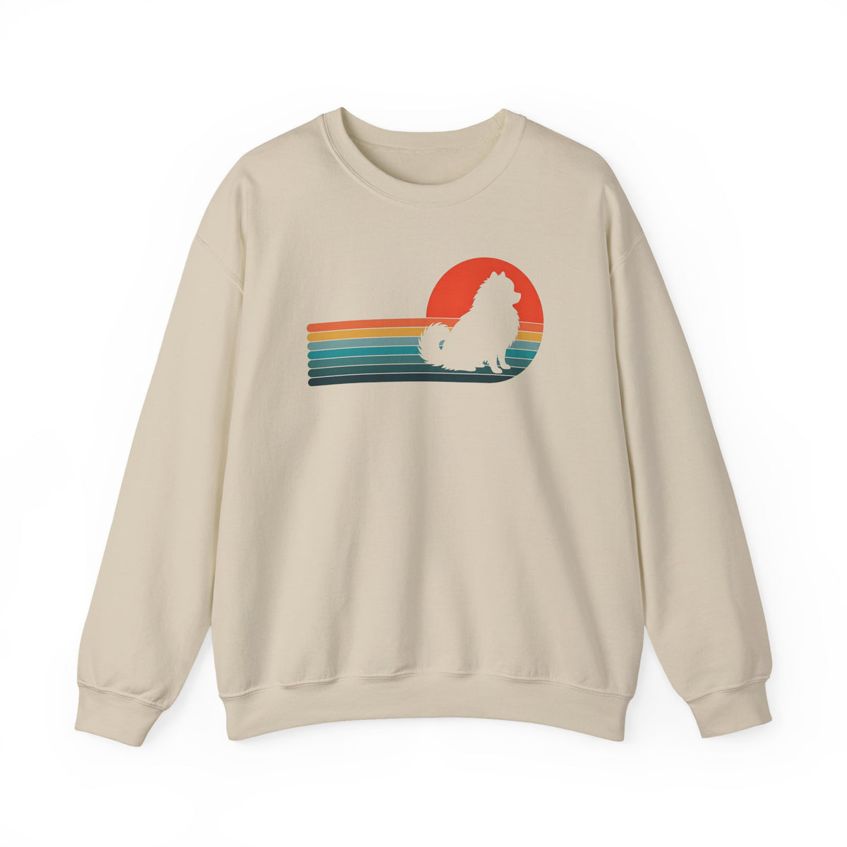 Pomeranian Retro Sunset Crewneck Sweatshirt