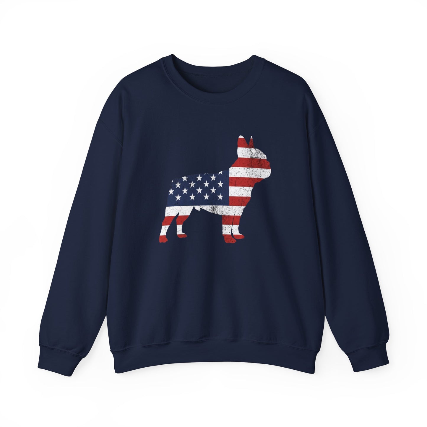 French Bulldog Silhouette USA Crewneck Sweatshirt Navy