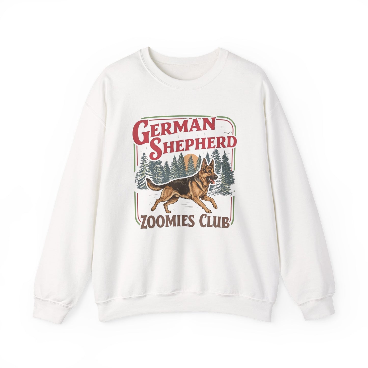 German Shepherd Zoomies Crewneck Sweatshirt White
