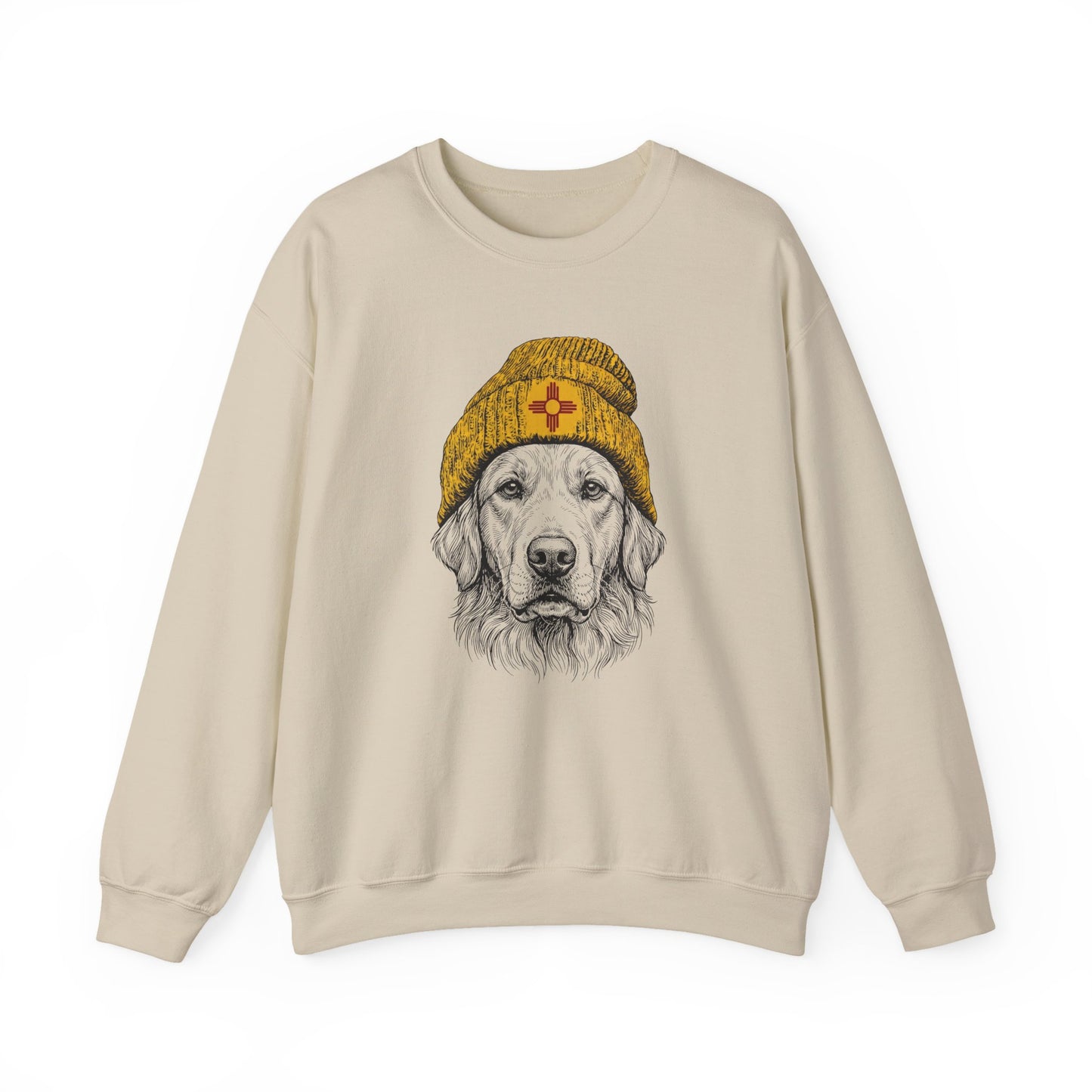 Golden Retriever New Mexico Beanie Crewneck Sweatshirt Sand