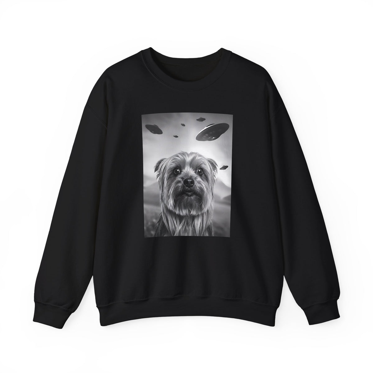 Yorkshire Terrier UFO Crewneck Sweatshirt Black