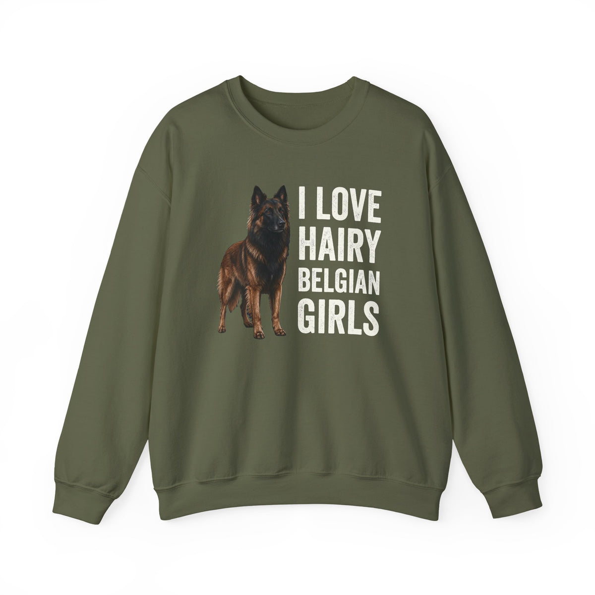 Hairy Belgian Tervuren Girls Crewneck Sweatshirt
