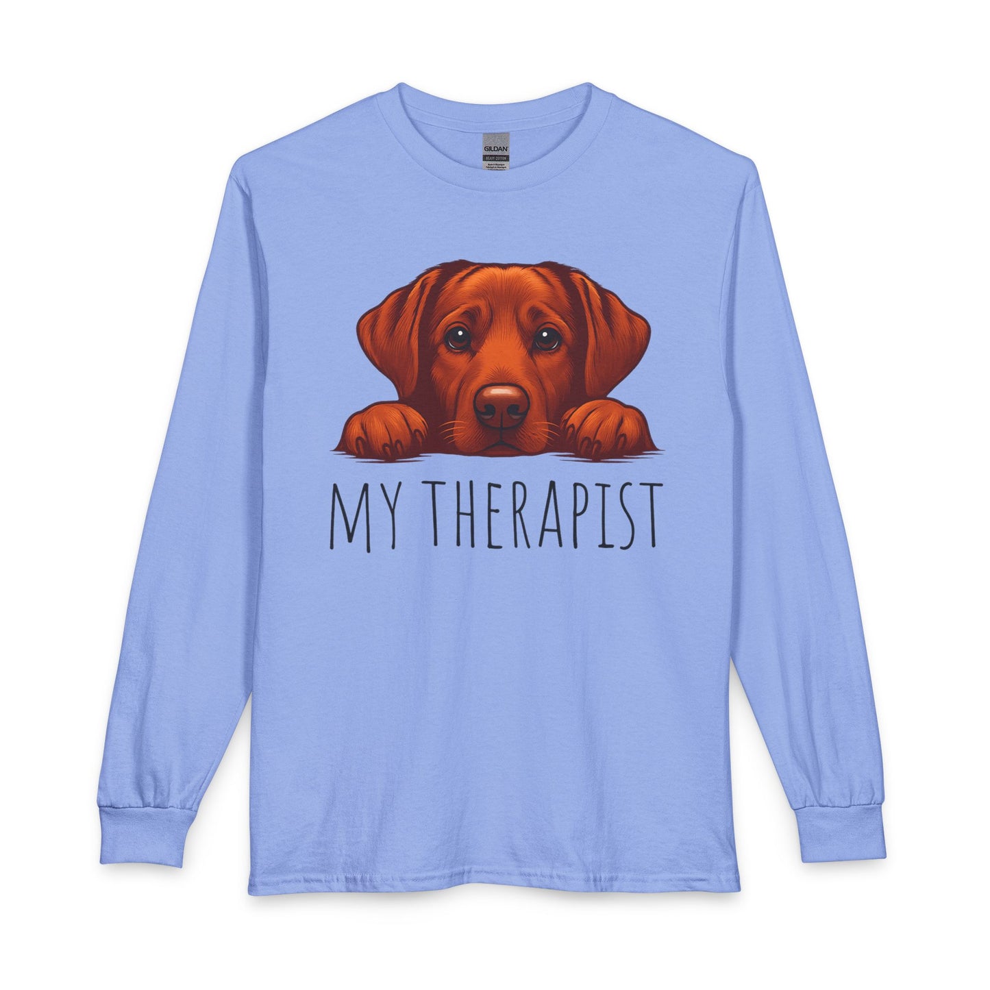 My Therapist Fox Red Lab Long Sleeve Carolina Blue