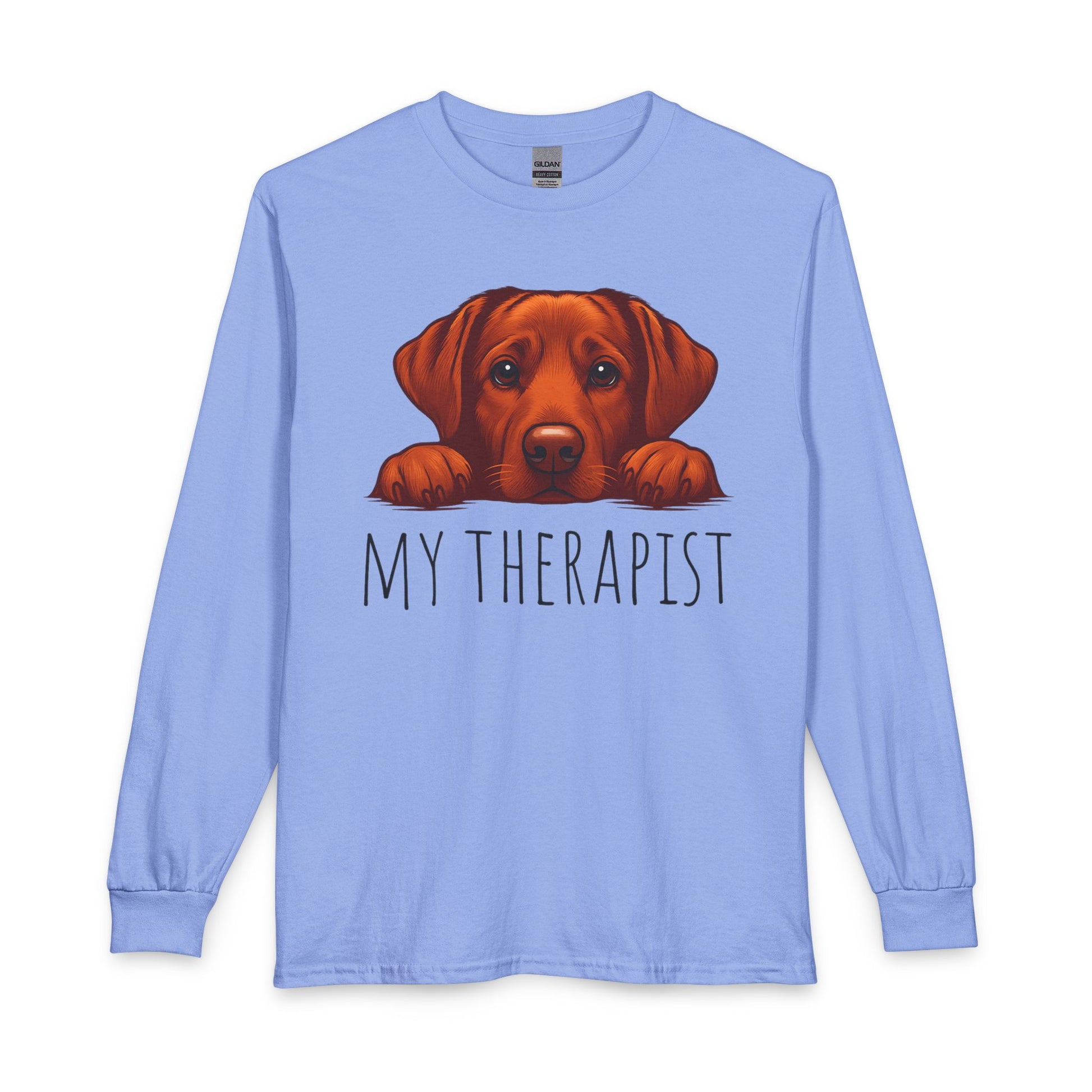 My Therapist Fox Red Lab Long Sleeve Carolina Blue
