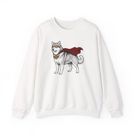 Alaskan Malamute Superhero Crewneck Sweatshirt White