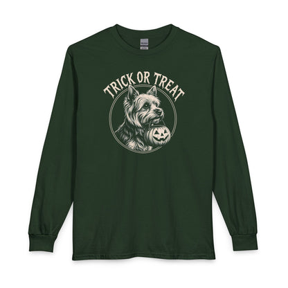Yorkshire Terrier Trick Or Treat Long Sleeve Forest Green