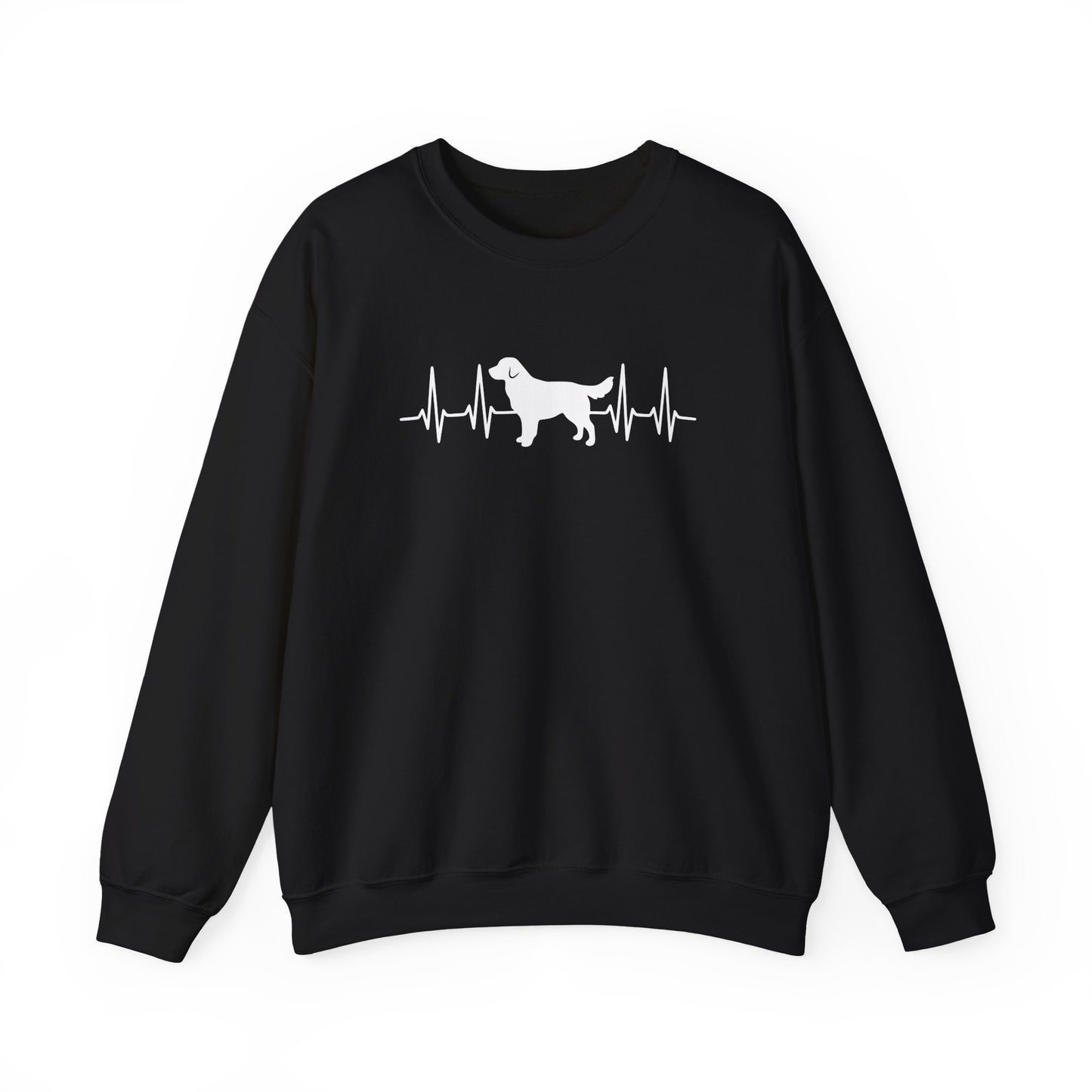 Golden Retriever Heartbeat Crewneck Sweatshirt Black