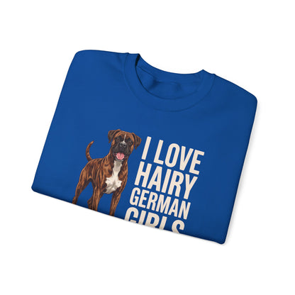 Brindle Boxer Hairy German Girls Crewneck Sweatshirt