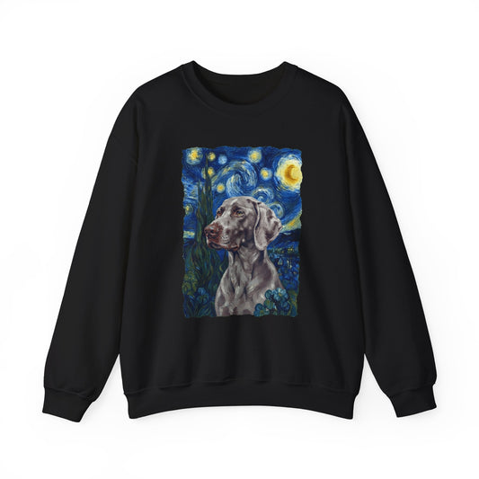 Weimaraner Van Gogh Crewneck Sweatshirt Black