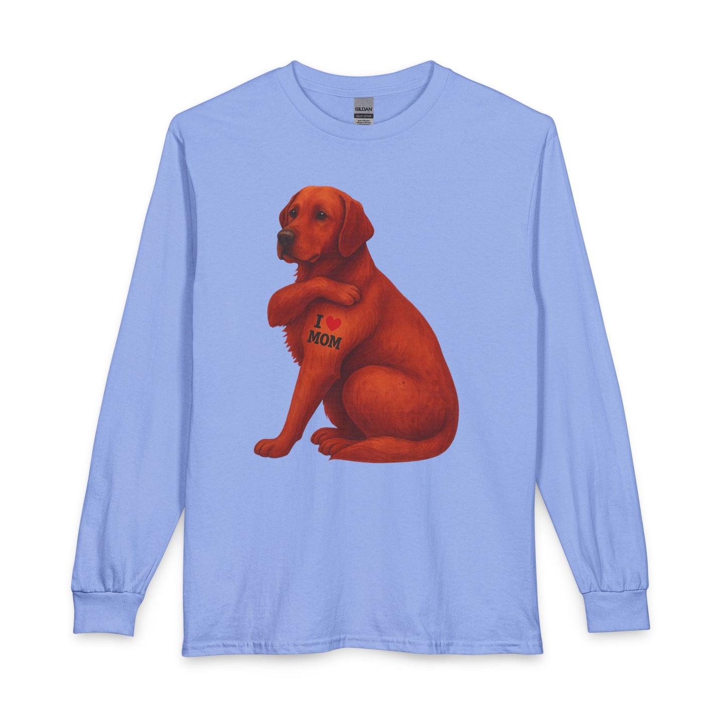 Fox Red Labrador I Love Mom Long Sleeve Carolina Blue