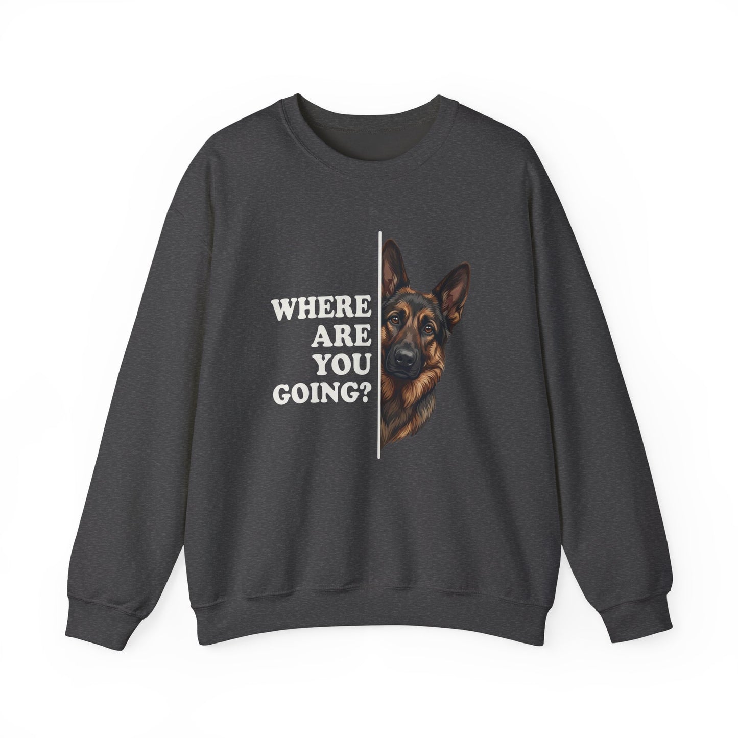 Black and Tan GSD Following Crewneck Sweatshirt Dark Heather