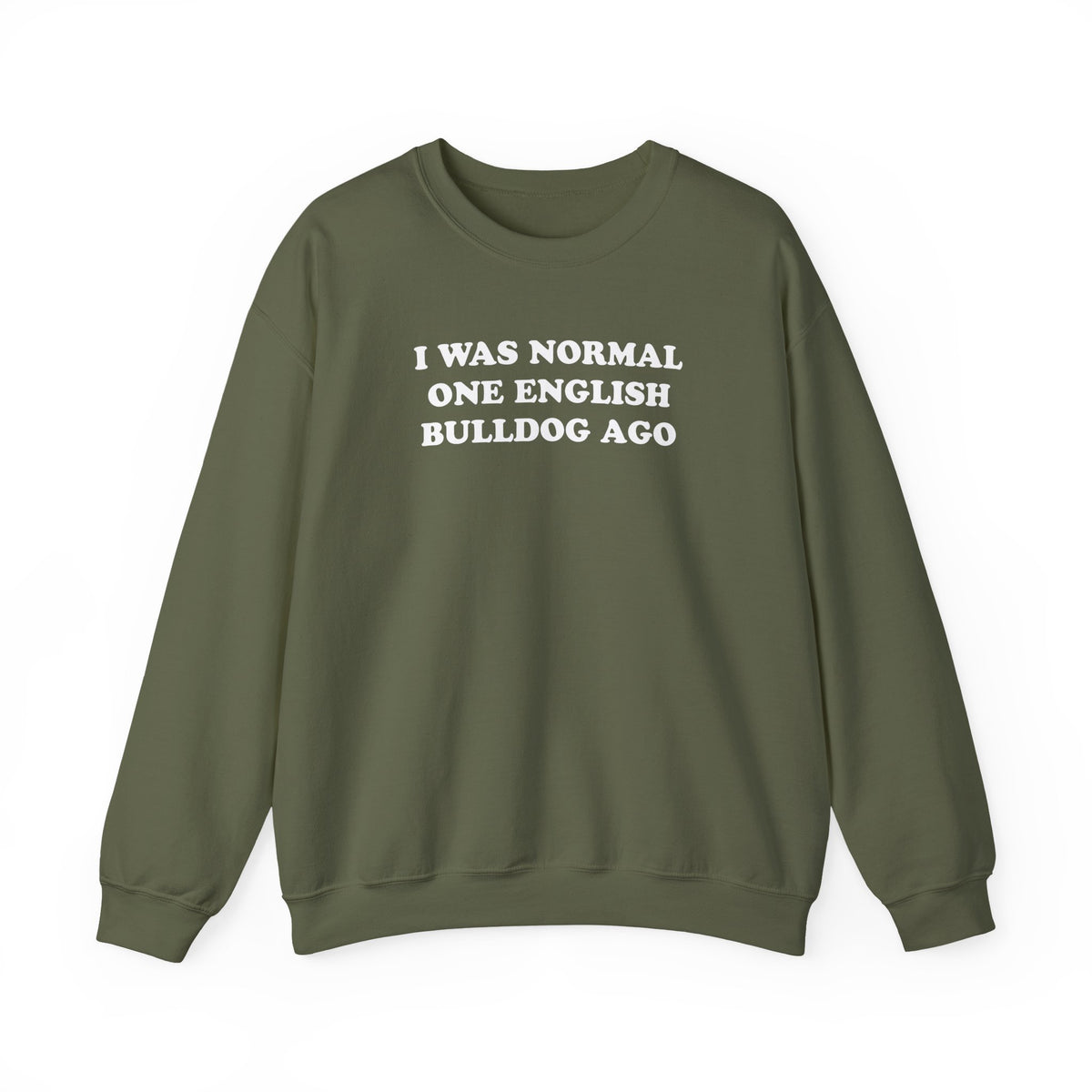 One English Bulldog Ago Crewneck Sweatshirt Military Green