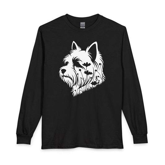 Yorkshire Terrier Flowers Long Sleeve Black