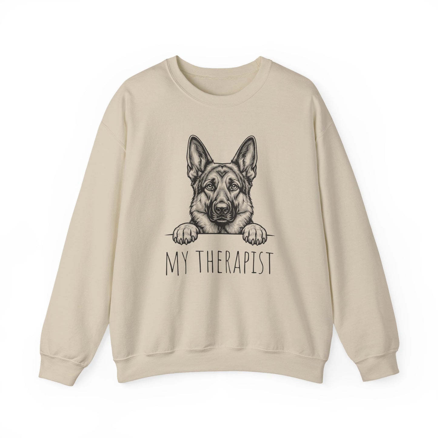 German Shepherd Theraphist Crewneck Sweatshirt Sand