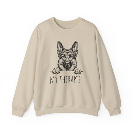 German Shepherd Theraphist Crewneck Sweatshirt Sand