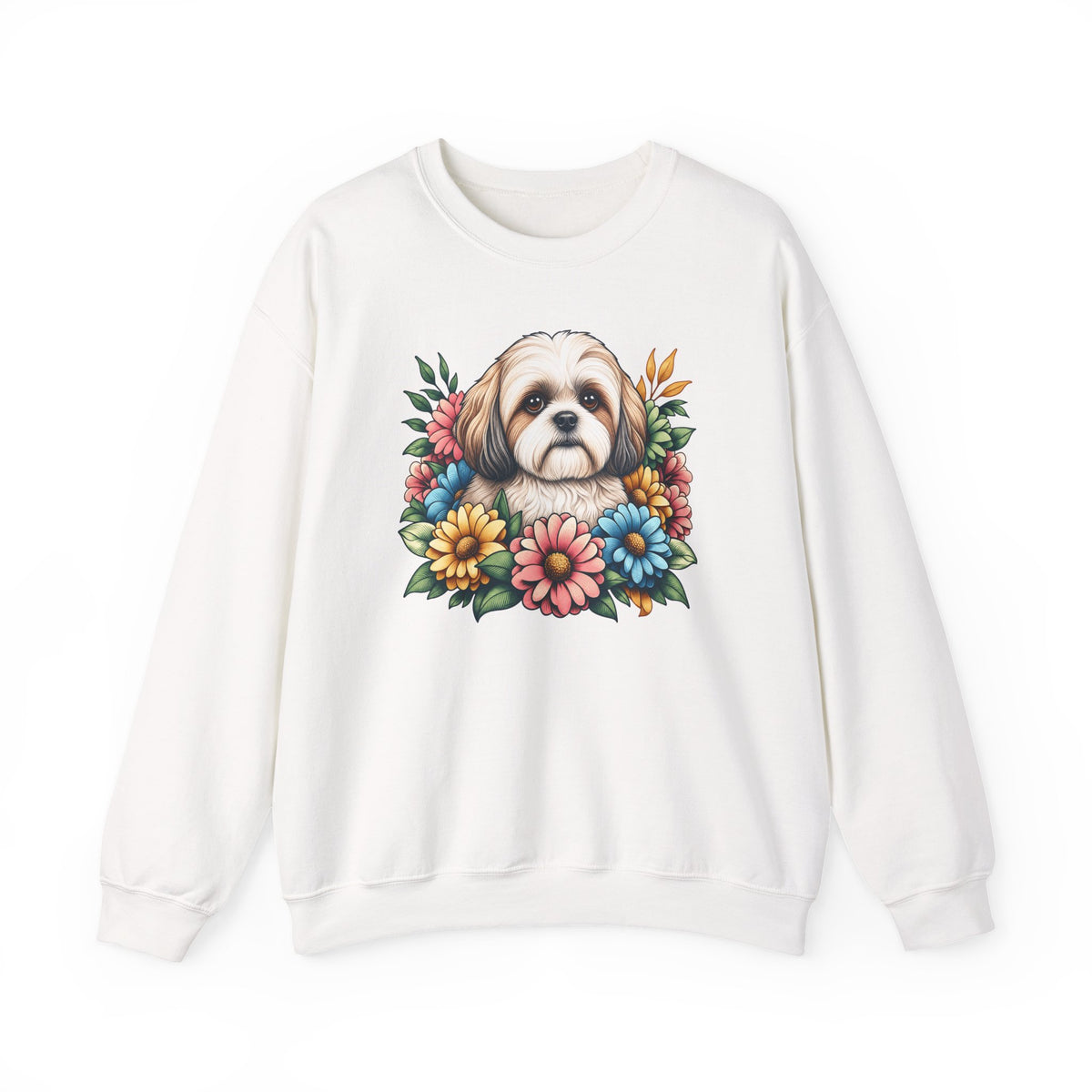 Shih Tzu Flower Wreath Crewneck Sweatshirt