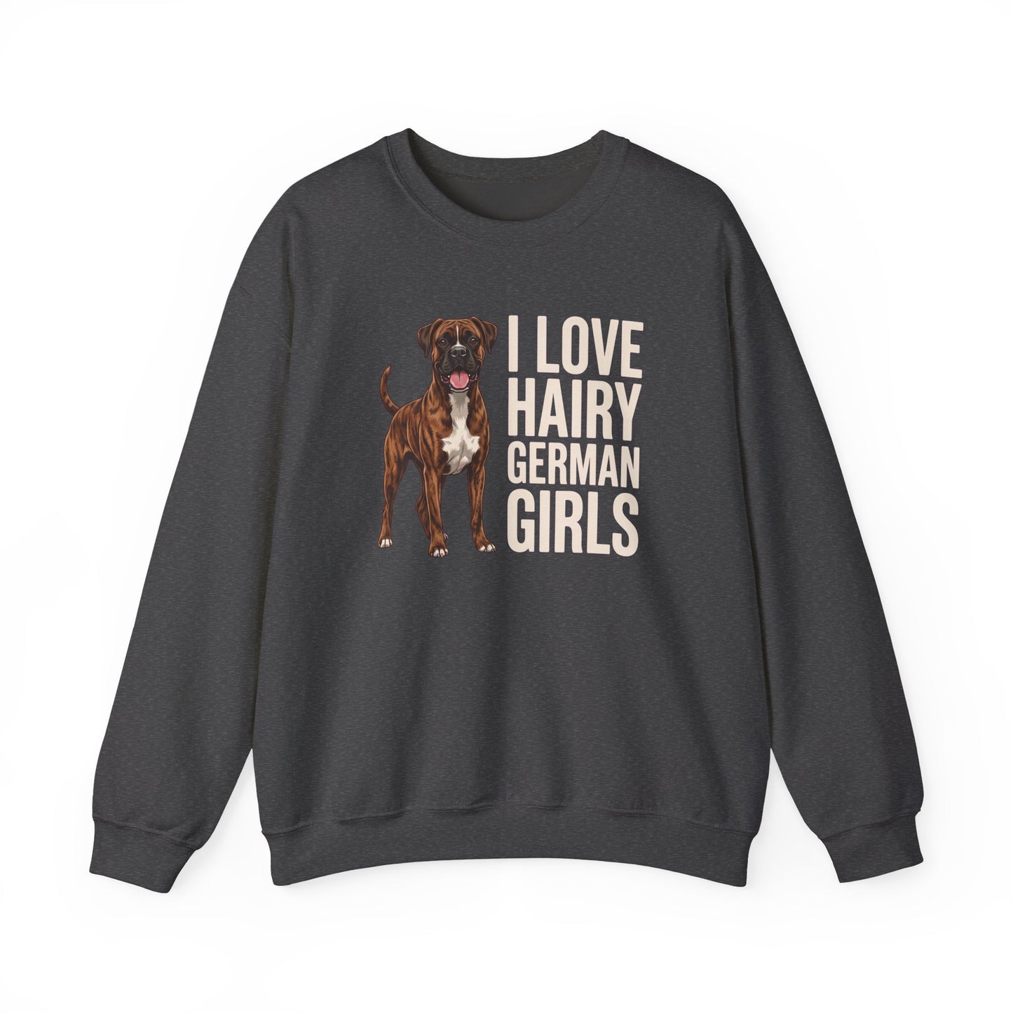 Brindle Boxer Hairy German Girls Crewneck Sweatshirt