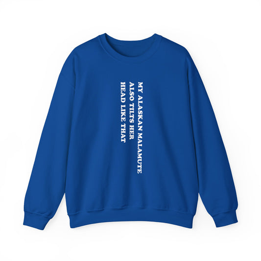 Alaskan Malamute Tilts Her Head Crewneck Sweatshirt Royal
