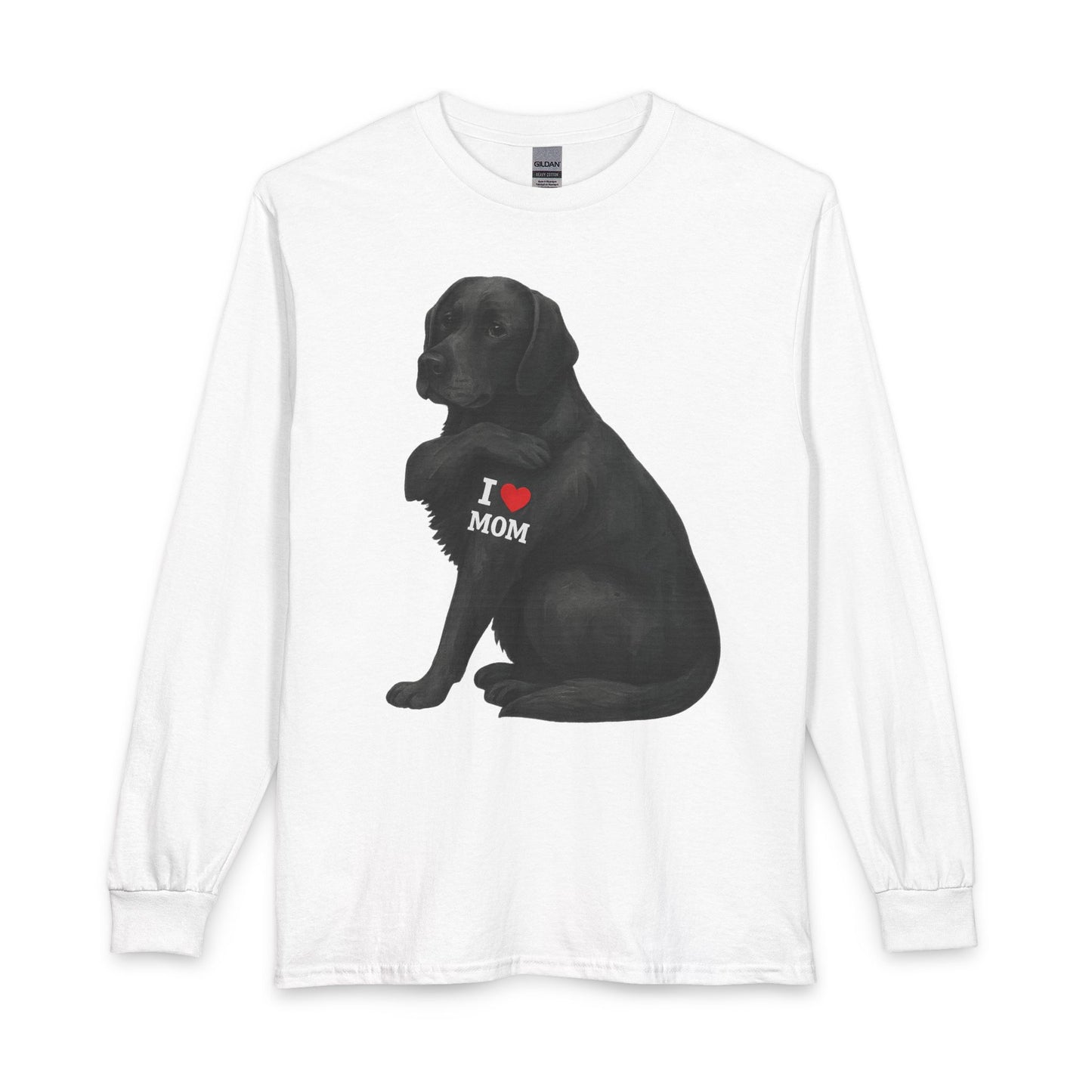 Black Labrador I Love Mom Long Sleeve