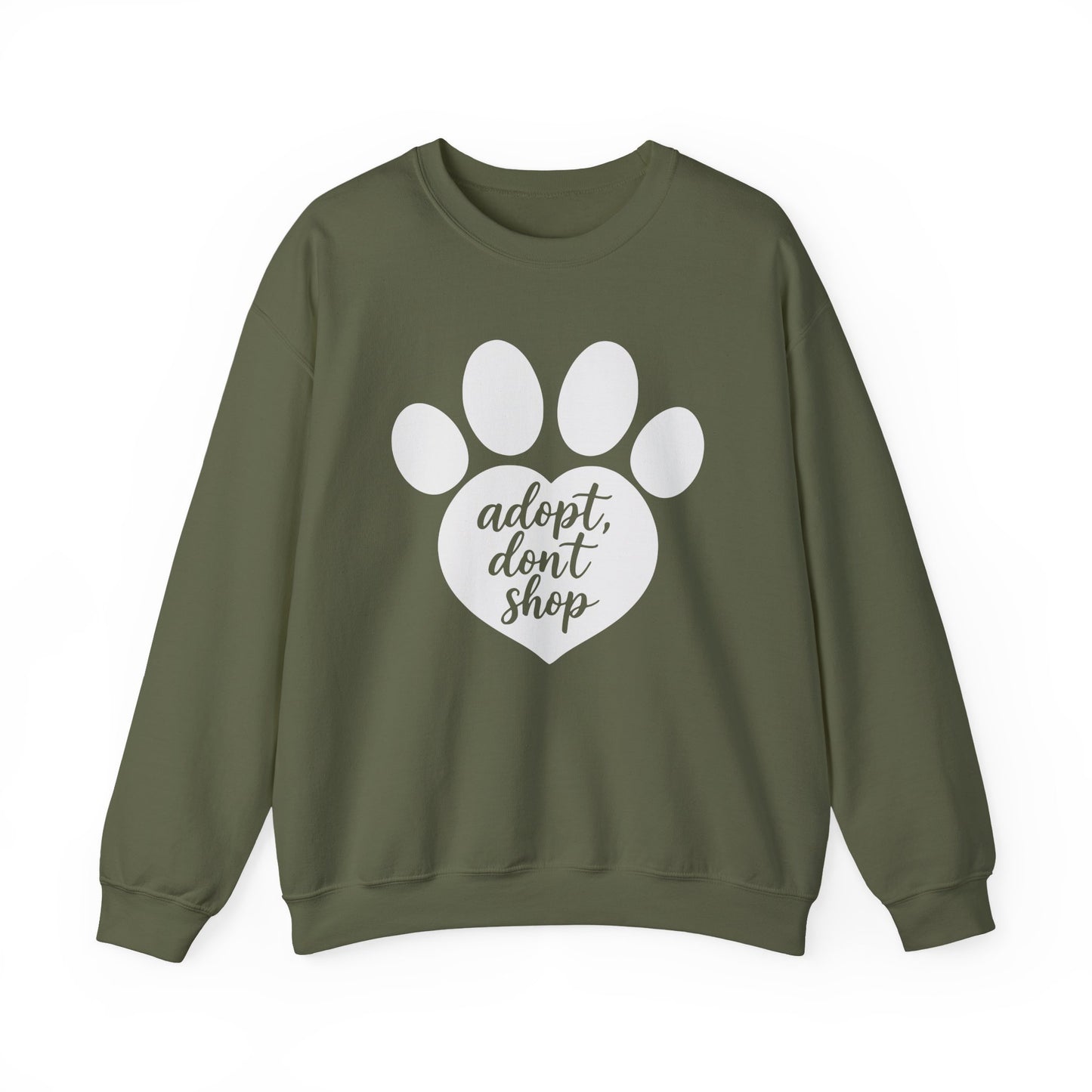 Adopt Don't Shop Crewneck Sweatshirt Military Green