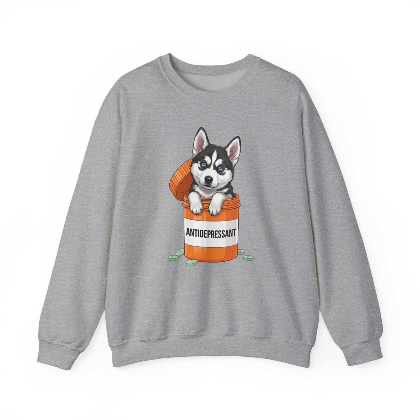 Husky Antidepressant Crewneck Sweatshirt Sport Grey