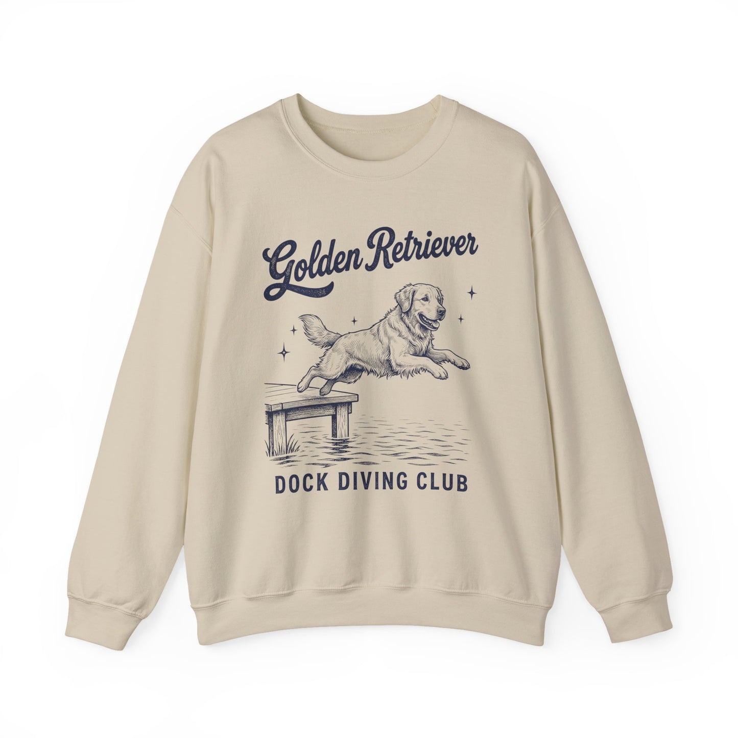 Golden Retriever Dock Diving Club Crewneck Sweatshirt Sand
