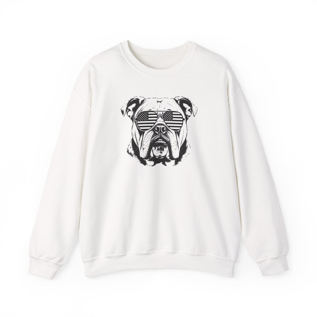 English Bulldog Flag Shades Crewneck Sweatshirt White
