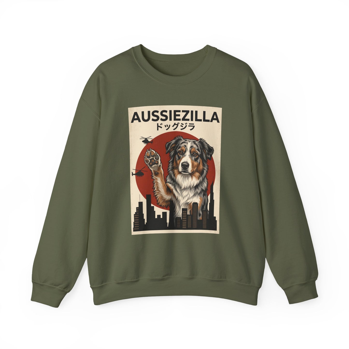 Australian Shepherd Aussiezilla Crewneck Sweatshirt