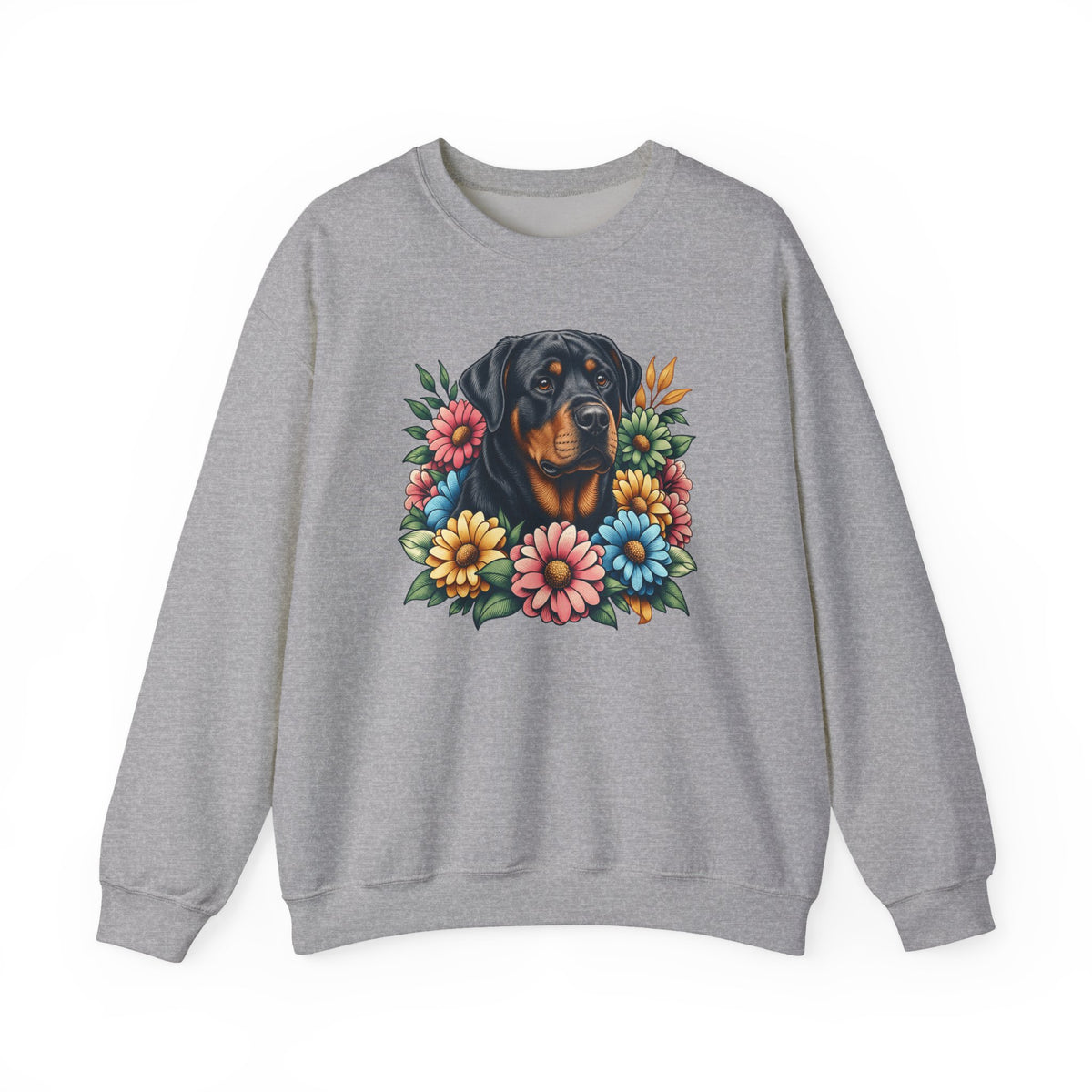 Rottweiler Flower Wreath Crewneck Sweatshirt