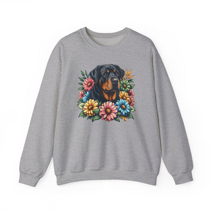 Rottweiler Flower Wreath Crewneck Sweatshirt
