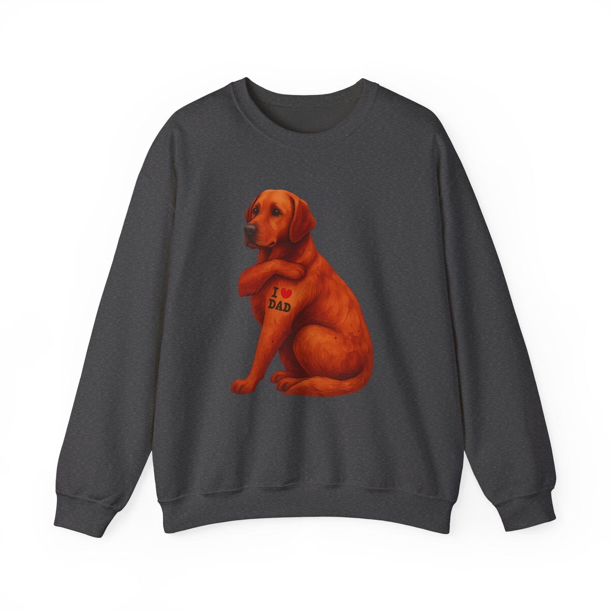 Fox Red I Love Dad Crewneck Sweatshirt Dark Heather