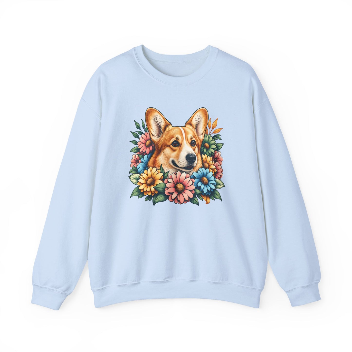 Cardigan Welsh Corgi Red Flowers Crewneck Sweatshirt