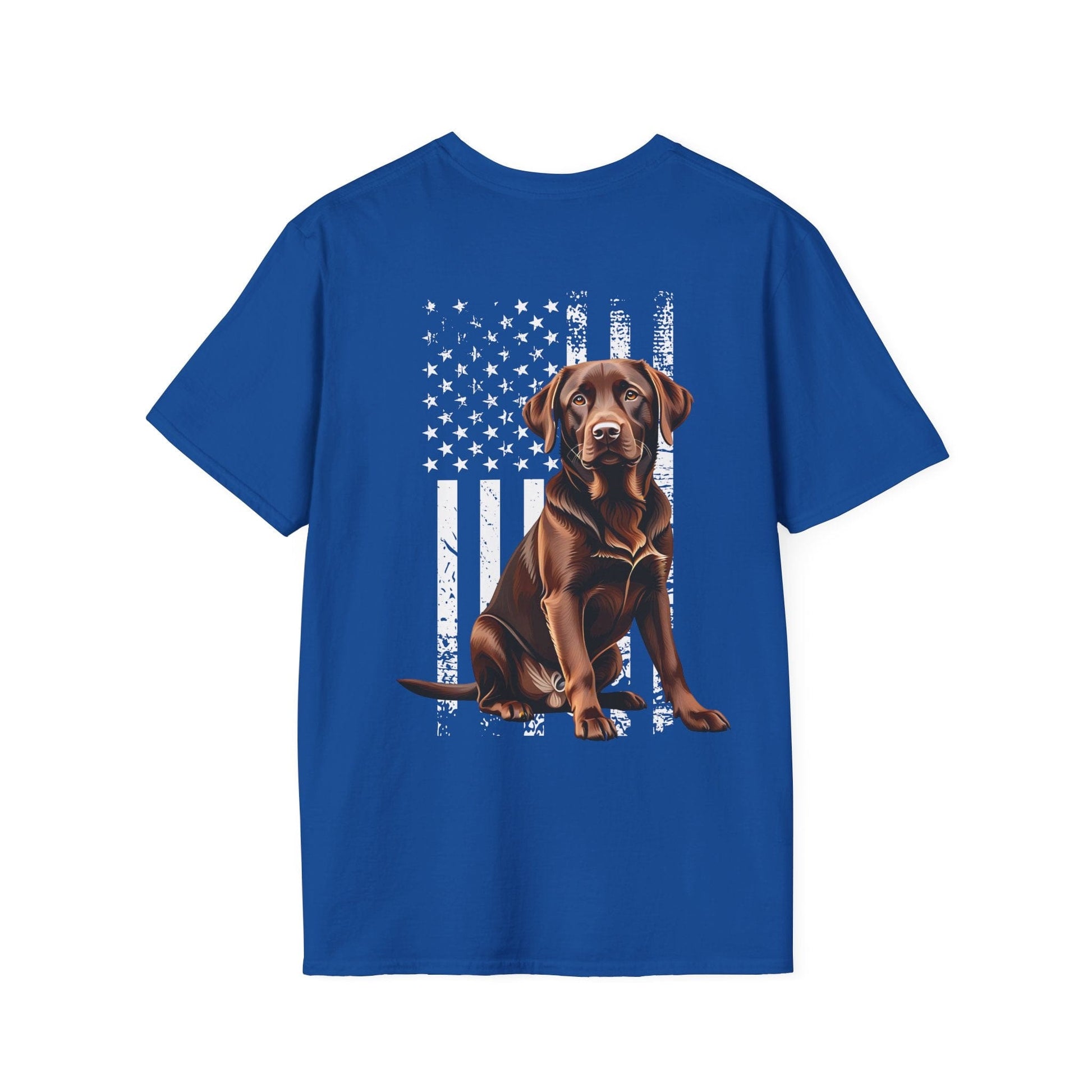 Chocolate Labrador USA Flag (Backside) Royal